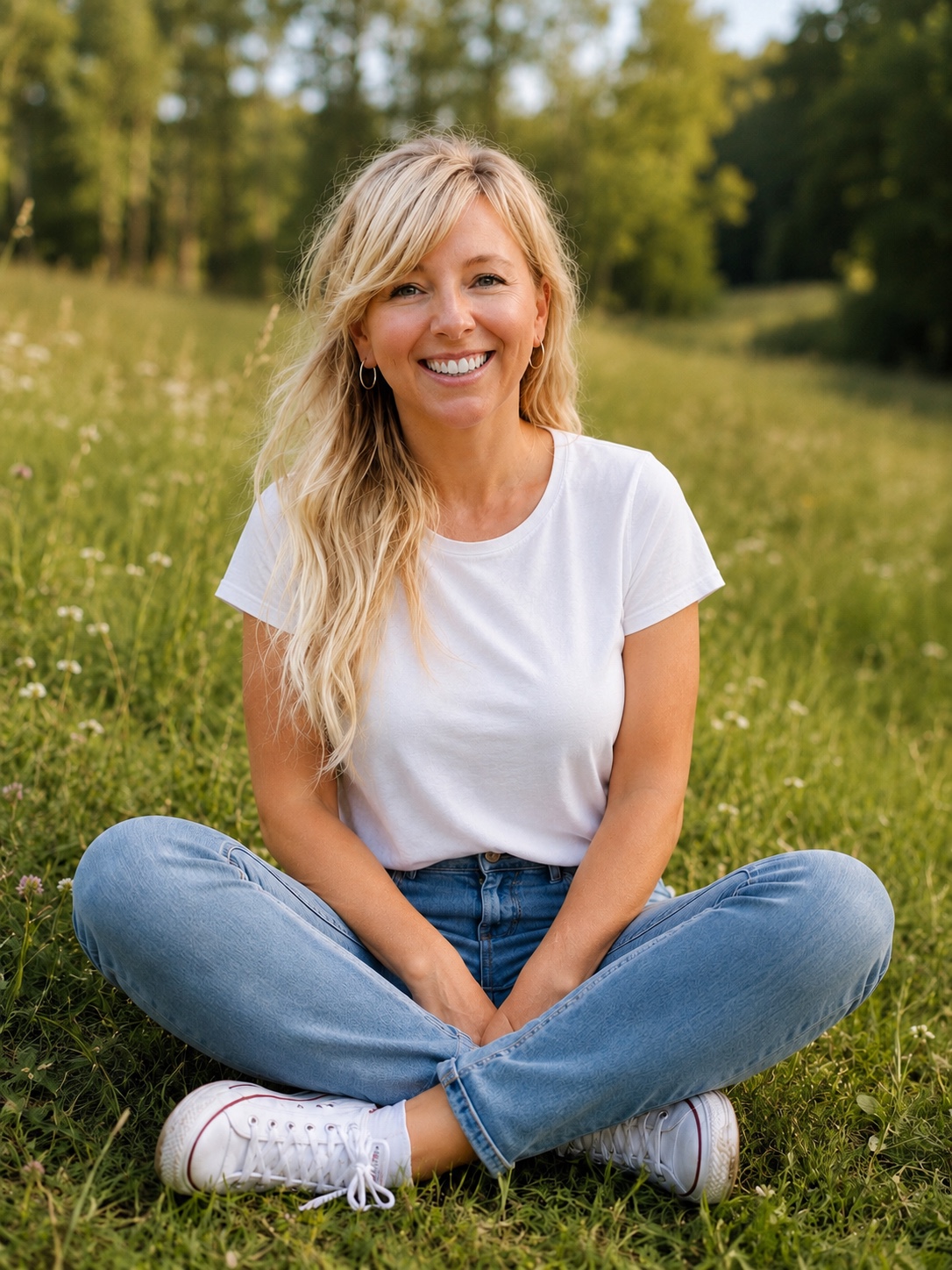 Janine Büttner von Vitalboost auf einer Wiese